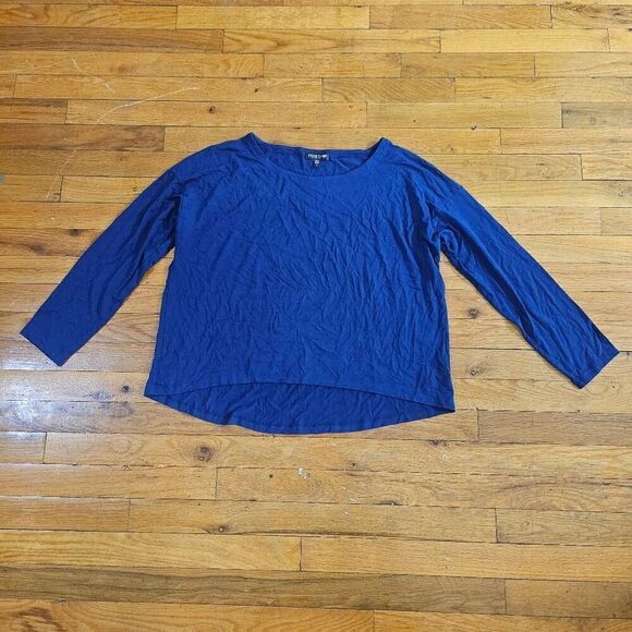 EILEEN FISHER Top Petite Size L Stretch Viscose Jersey Tunic Round Neck Long Sle - Picture 2 of 7